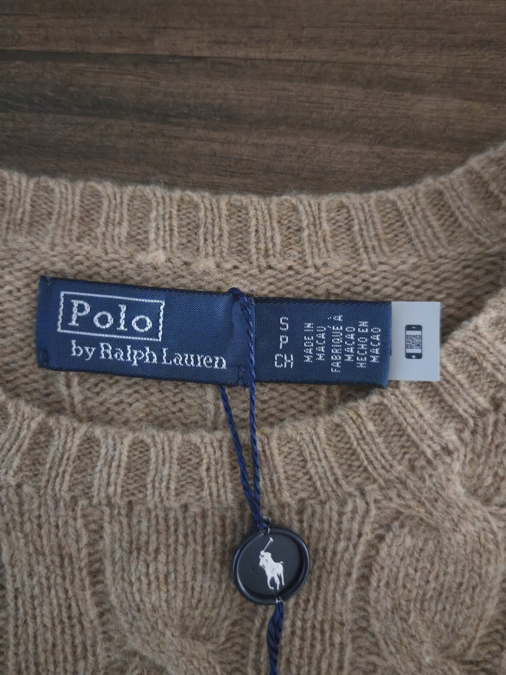 Polo Ralph Lauren Women Cable Knit Wool Cashmere Crewneck Sweater Camel - Picture 8 of 9